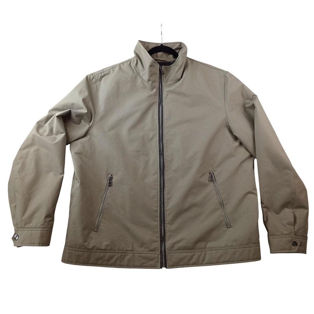 Perry Ellis Portfolio Dobby Tech Jacket Mens XXL Olive Taupe Full‎ Zip Quilted
